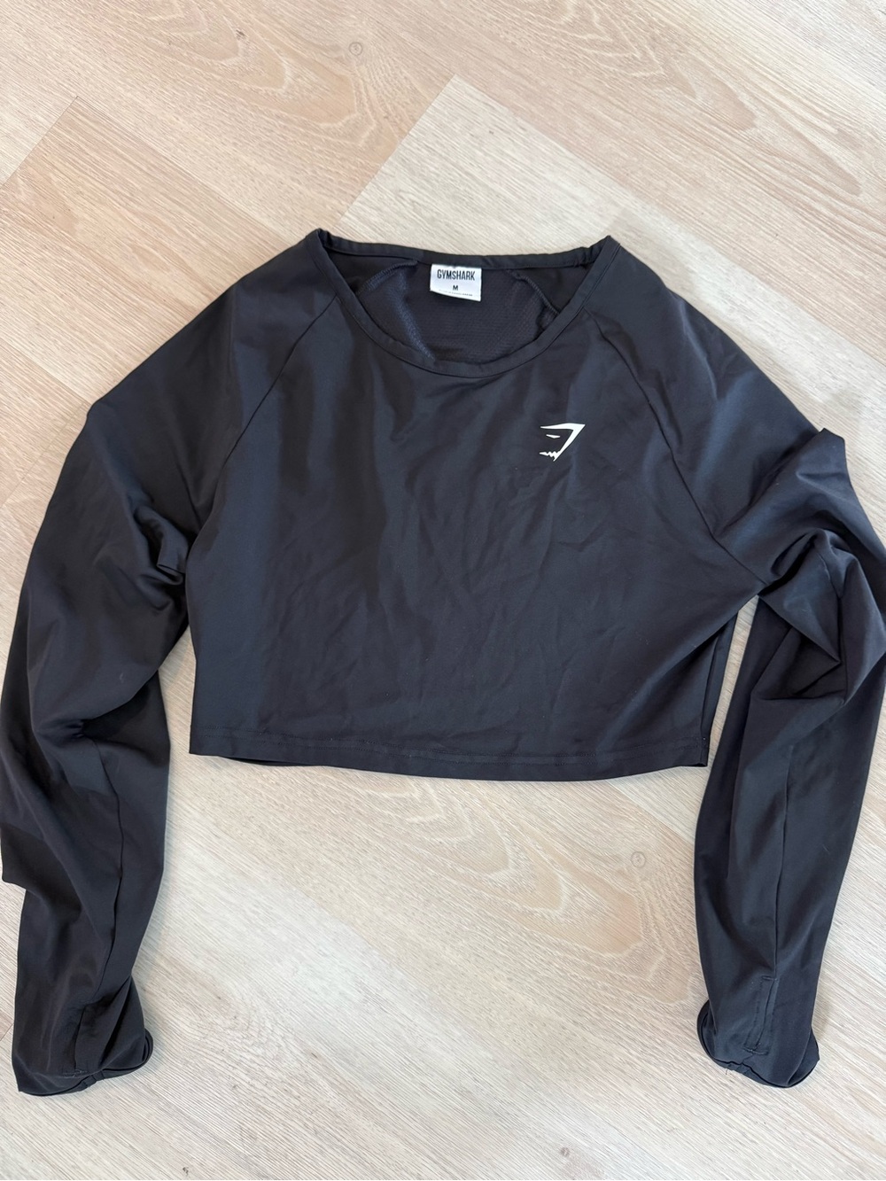 Gymshark Black Cropped Long-Sleeve Athletic Top